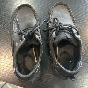 Kids Black sperry Leather Shoes size 1.5 youth
